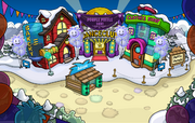 The Town during Purple Puffle Day