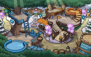 The Snow Forts during Pink Puffle Day