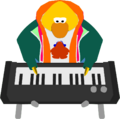 Franky's third in-game avatar playing his keyboard.