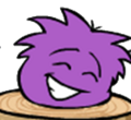 A purple puffle dancing in the Wilderness.