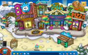 The Plaza during Rainbow Puffle Day