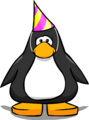 A penguin wearing the Beta Hat on a player card.