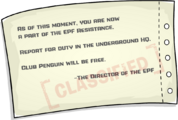 The EPF Resistance secret message hidden by The Director.