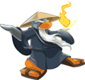 Sensei with Fire and Water in his flippers.