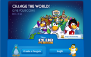 The second log-in screen advertising Coins for Change