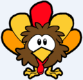 A drawing of a turkey puffle made by Spike Hike.