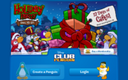 The first log-in screen advertising the Holiday Party 2011.